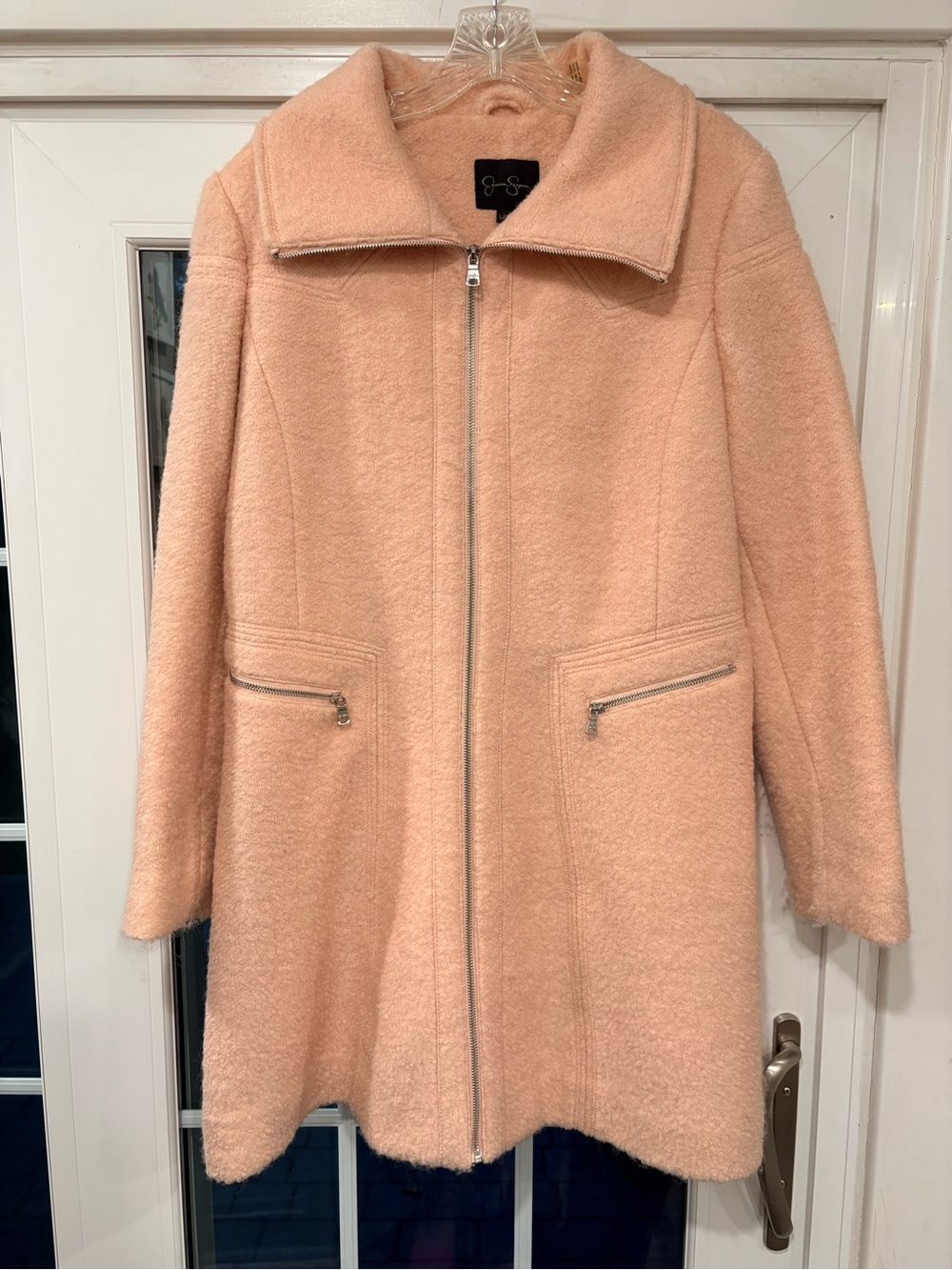 Jessica Simpson Peached Pink Zip-Front Teddy Coat